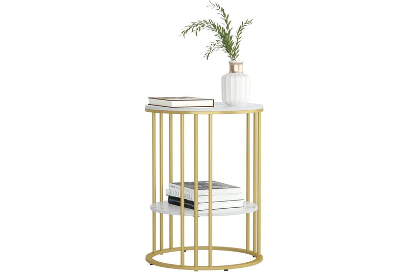 Top Tier Round Bedside table, Marble (Gold)