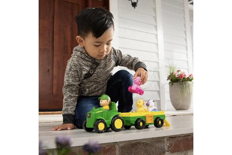 John Deere 35cm Animal Sounds Music Wagon Ride Kids Vehicle w Figure Toy 18m+