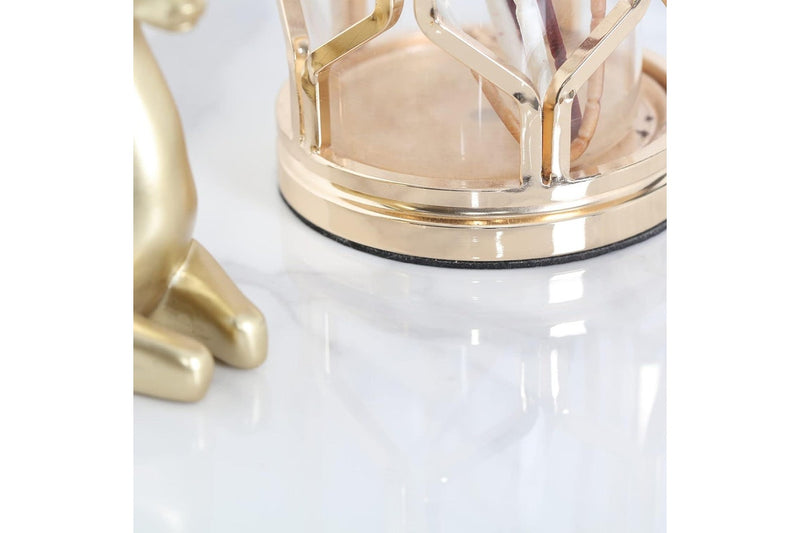 Marble Side Table Black 2 Tier Round Shape