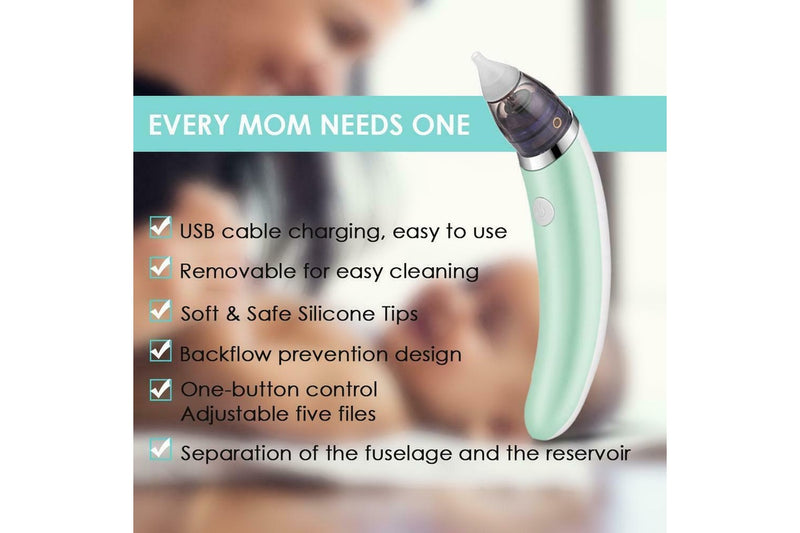 Baby Nasal Aspirator Electric Safe Hygienic Nose Cleaner Snot Sucker For (Green) Baby Health