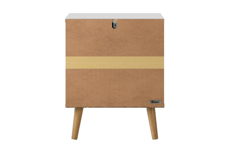 Oikiture Bedside Tables 2 Drawers Side Table White