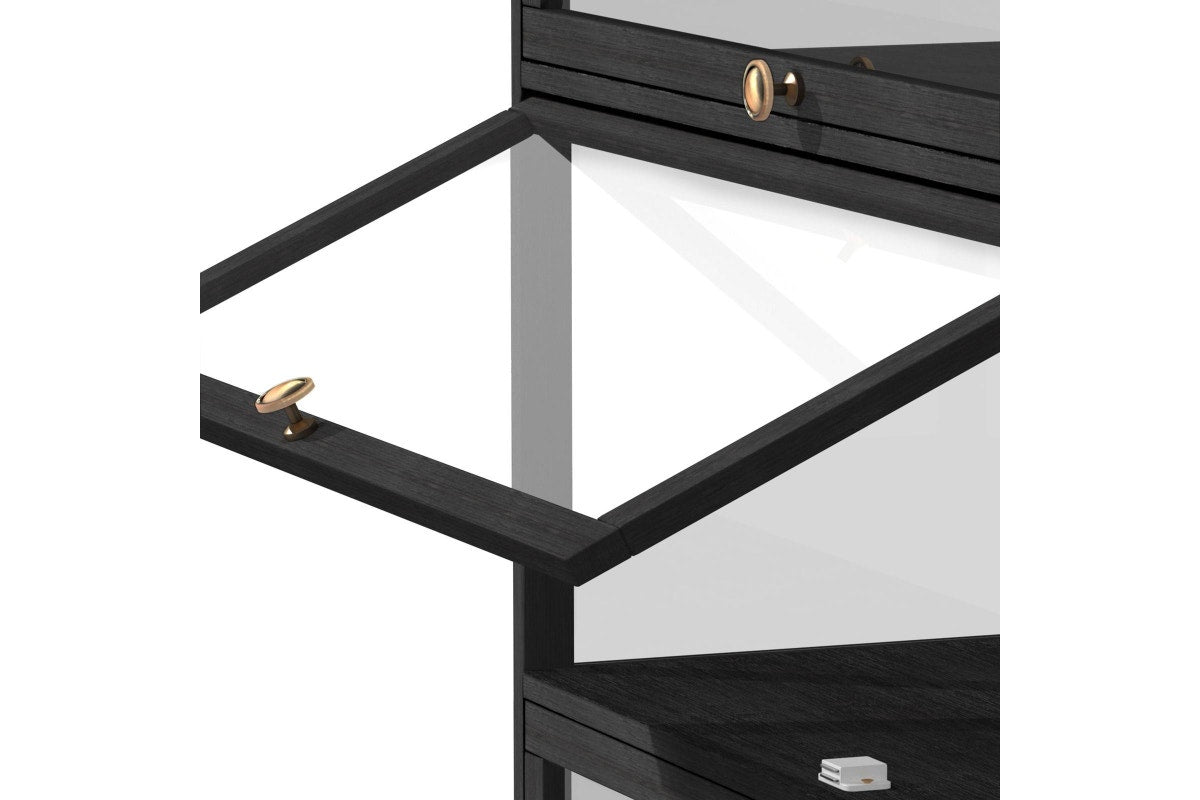 Oikiture Display Cabinet 5-Tier Shelves(Black)