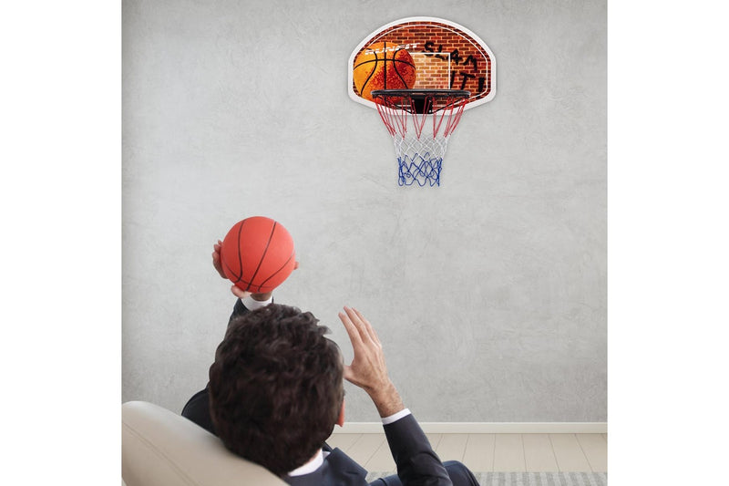 Costway Indoor Basketball Hoop Wall Door Mounted Backborad Ring Set 73×49cm w/Weatherproof Nylon Net Home Outdoor Office