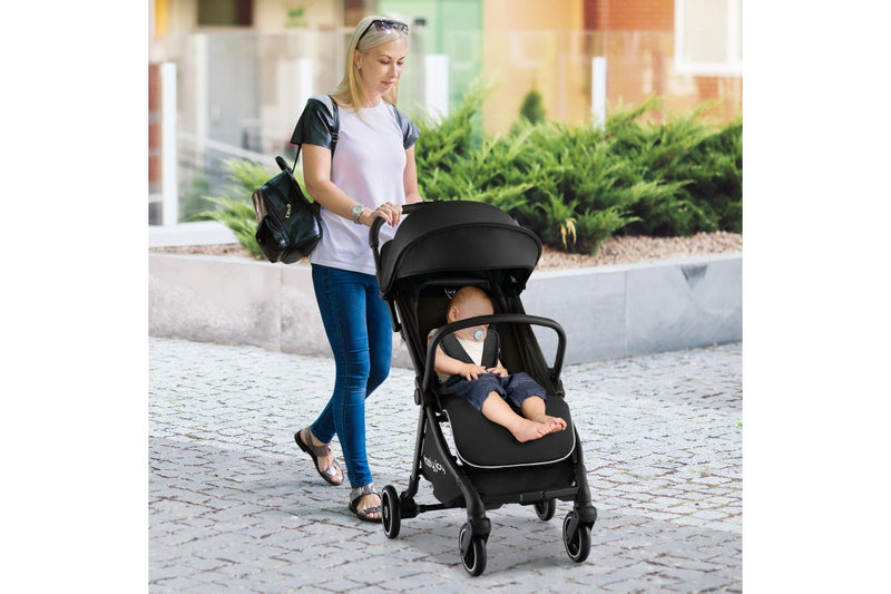 Costway Folding kid Stoller Portable kid Stroller w/Adjustable Canopy Self-Standing Gravity Black