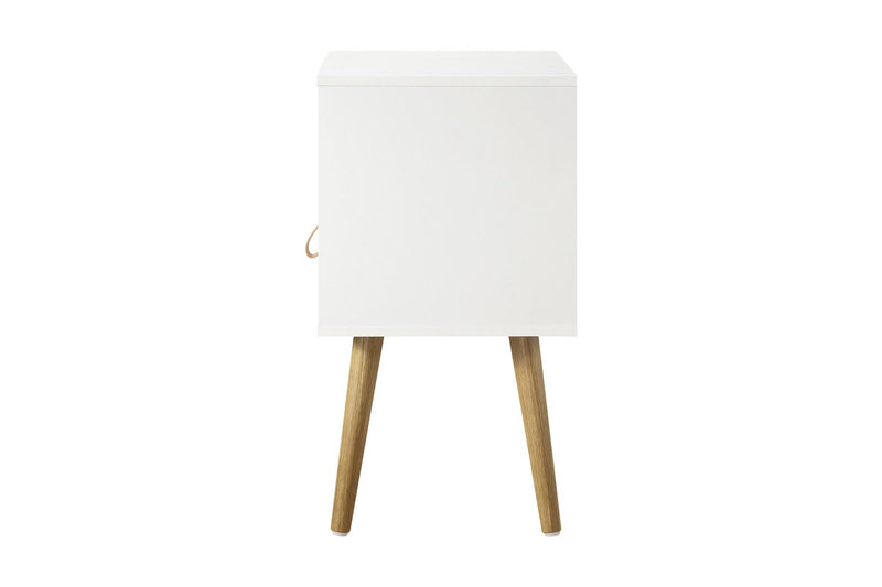 Oikiture 2 X Bedside Tables Side Table w/ Leather Handle White
