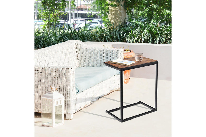 Giantex C Shaped End Table Sofa Side Table Laptop Desk w/Metal Frame Living Room Bedroom