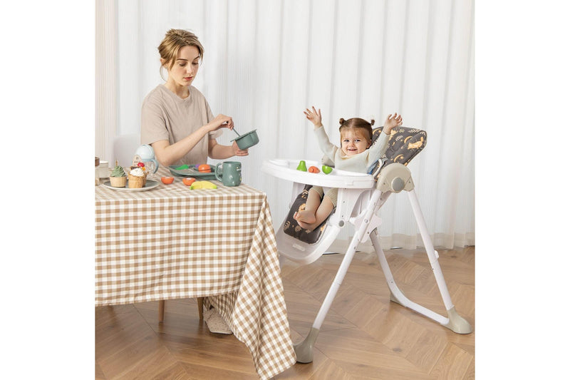 Costway Foldable Highchair w/Soft Cushion, 5-Point Harness Black