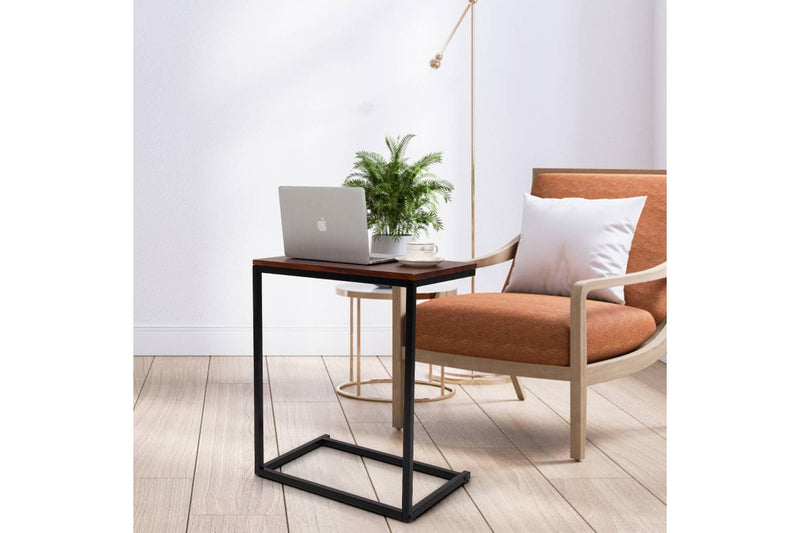 Giantex End Table Side Sofa Table C-shape Coffee Table Wooden Nightstand Brown