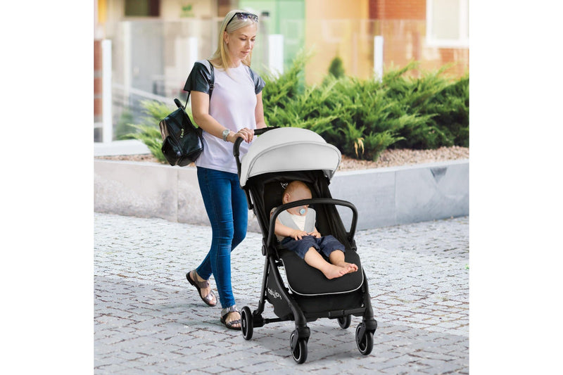Costway Folding Stoller Portable Stroller w/Adjustable Canopy Gravity Folding Design Grey