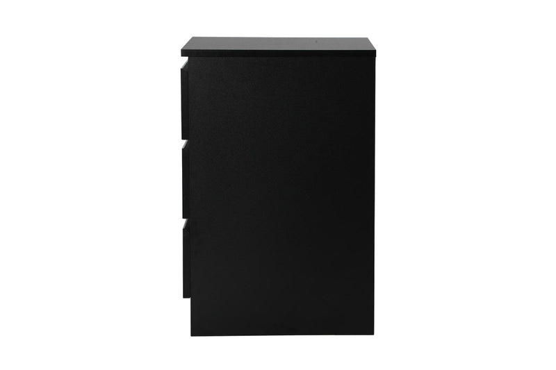 Oikiture Bedside Table 3 Drawers Black