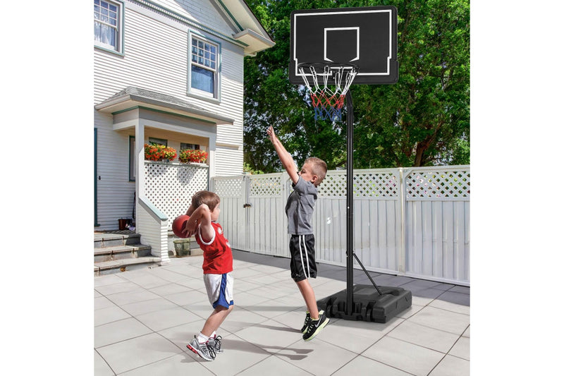 Costway 2.1m-2.6m Adjustable Height Basketball Hoop Outdoor Basketball Stand System Black