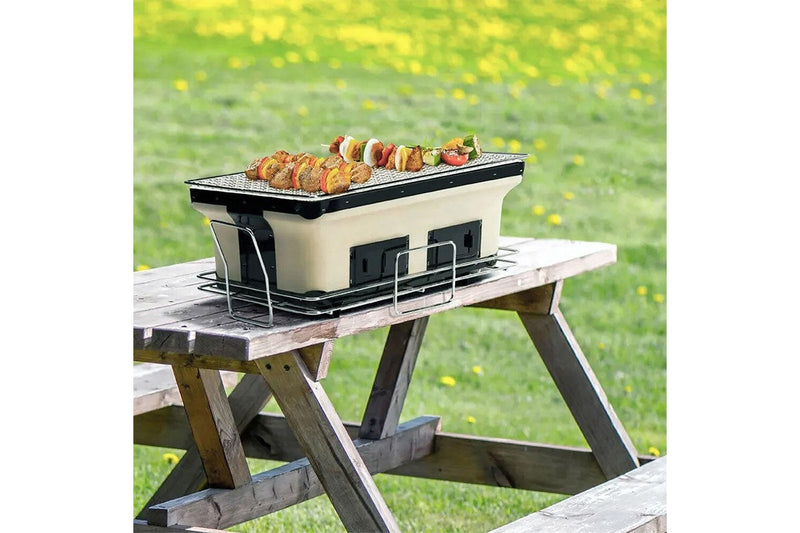 Healthy Choice 40.5cm Clay Firebox Hibachi Tabletop Dual Charcoal Grill Mini BBQ