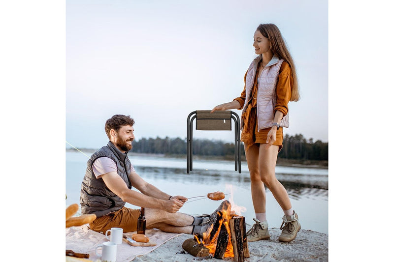 Campingmoon Folding Camping Chair Set of 2 Outdoor Fishing Ultralight Portable Stool F35-2 - Grey