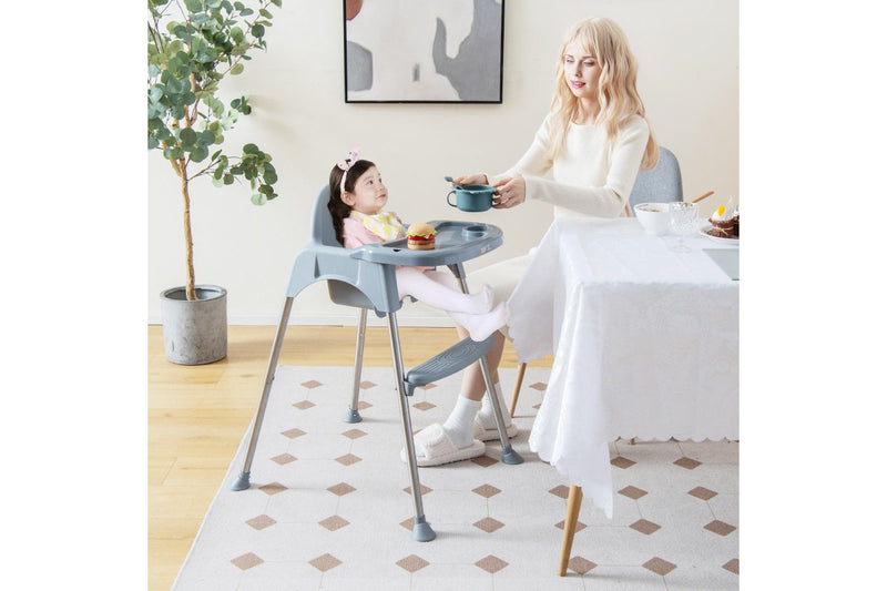 Giantex 4-in-1 Baby High Chair Foldable Infant Booster Seat Toddler Feeding Chair w/Removable Tray Grey