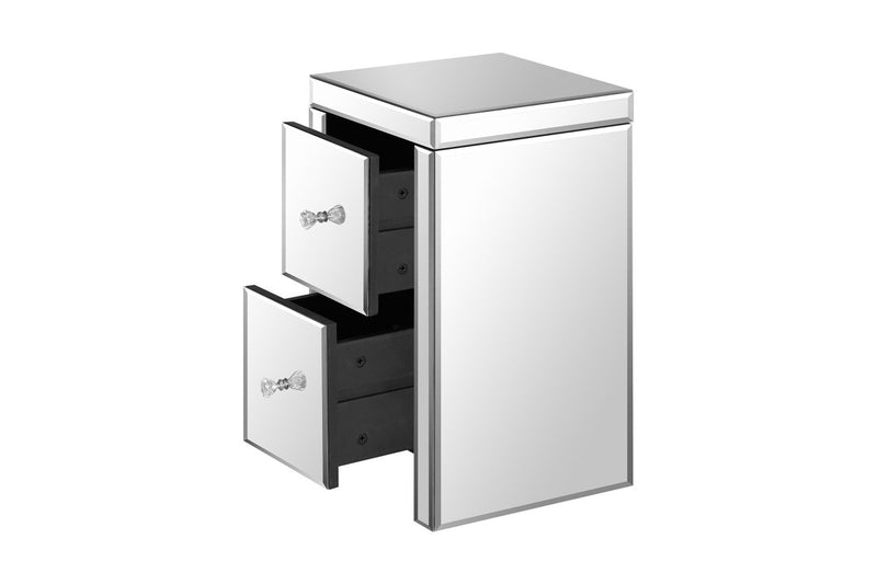Oikiture Bedside Table Mirrored Storage Cabinet