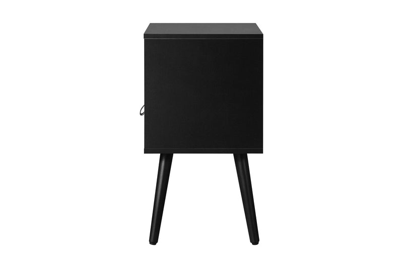 Oikiture 2 X Bedside Tables Side Table w/ Leather Handle Black