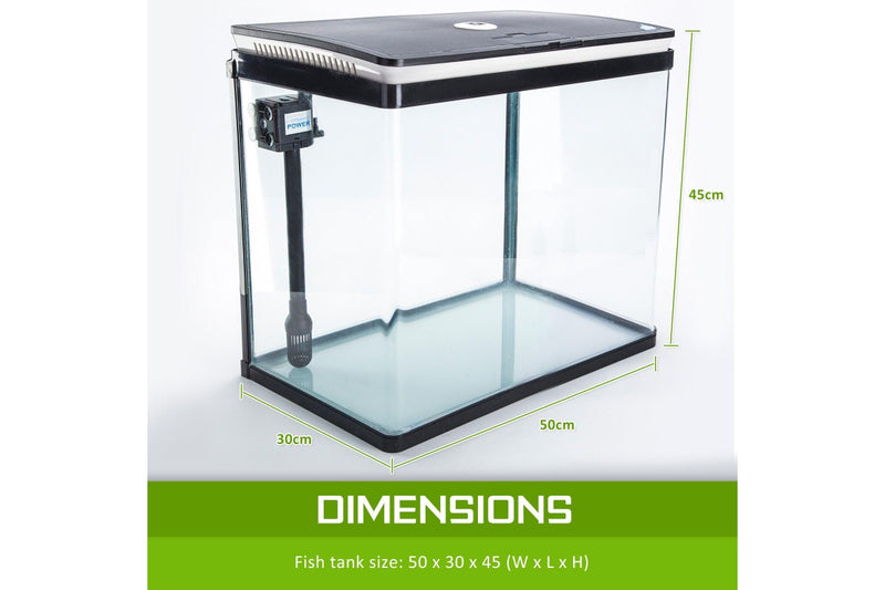 Dynamic Power Aquarium Fish Tank 52L Curved Glass Rgb Led Aquariums