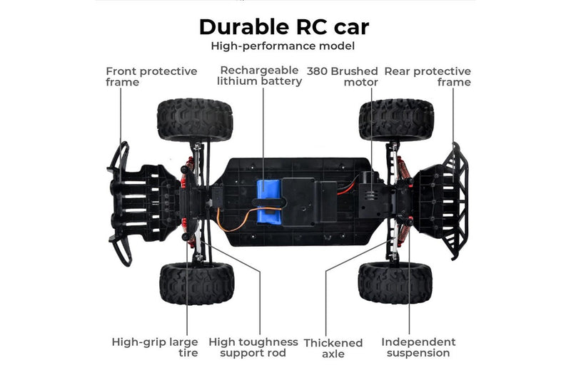 Centra RC Car 1:8 4WD Off-Road Racing Brushed Motor 2.4GHz Remote Control Red
