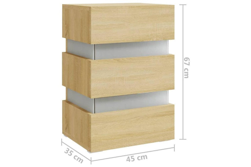 Led Bedside Cabinet 45X35x67 Cm Engineered Wood Bedside Tables