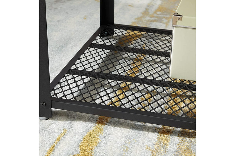 Coffee Table with Metal Frame Storage Shelf Rustic Brown