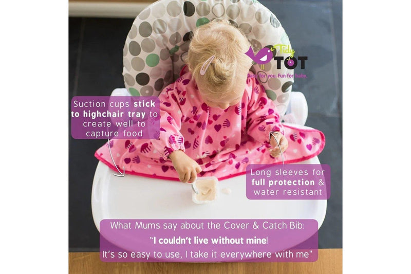 Tidy Tot: Long Sleeve Cover & Catch Bib - Hearts