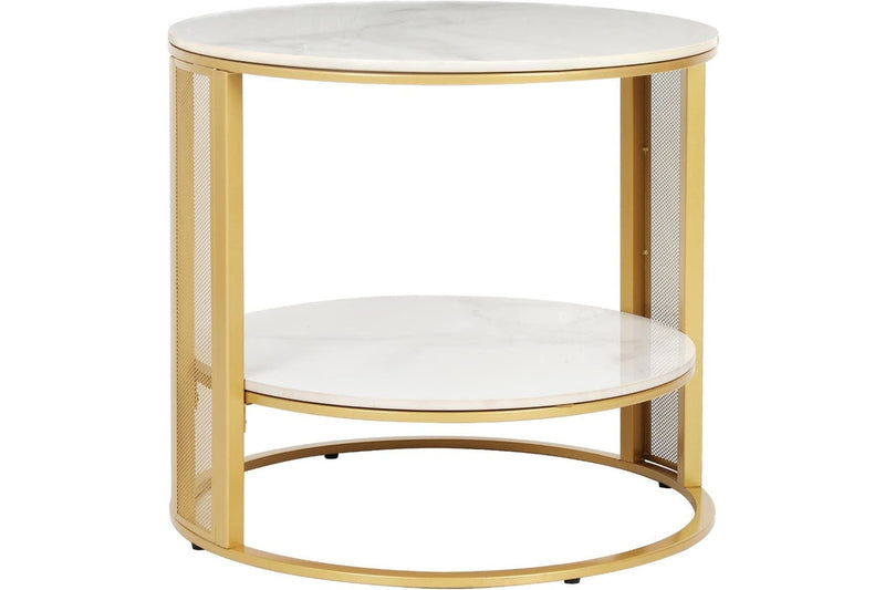 Marble Top Side Table Gold 2 Tier Round Coffee Tables 5