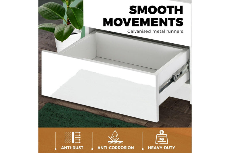 Oikiture Bedside Tables Set of 2 LED Nightstand White