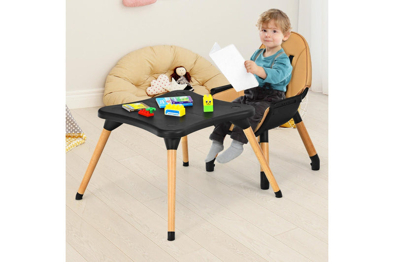 Giantex 5-in-1 Convertible Baby High Chair Toddler Booster Seat Kids Table & Chair Set w/ Removable Tray, Coffee