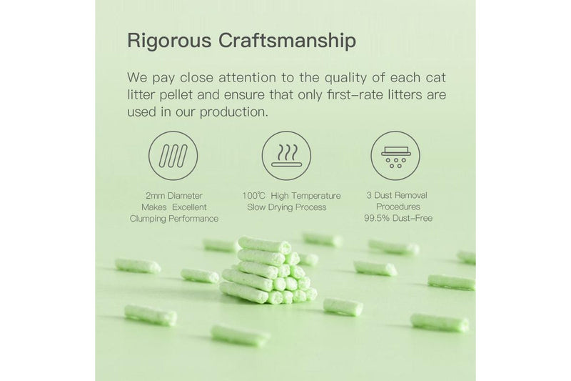 2x Cature 6L 2.4kg Natural Tofu Clumping Cat Litter Pellets Green Tea Flushable