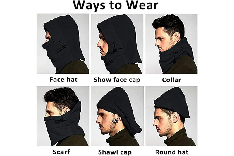 Thermal Fleece Balaclava Face Mask Beanie Hat Ski Snowboard Motorbike - Black