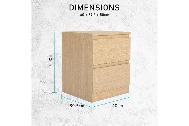 2X Bedside Table Side Storage Cabinet Nightstand Bedroom Drawer Joss Oak Bedside Tables