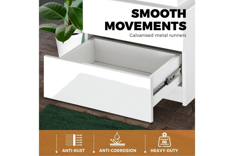 Oikiture Bedside Tables Set of 2 LED White