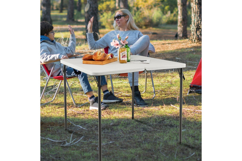 Costway Folding Camping Table Outdoor Portable Desk w/Carry Handle Picnic Hiking Fishing BBQ White