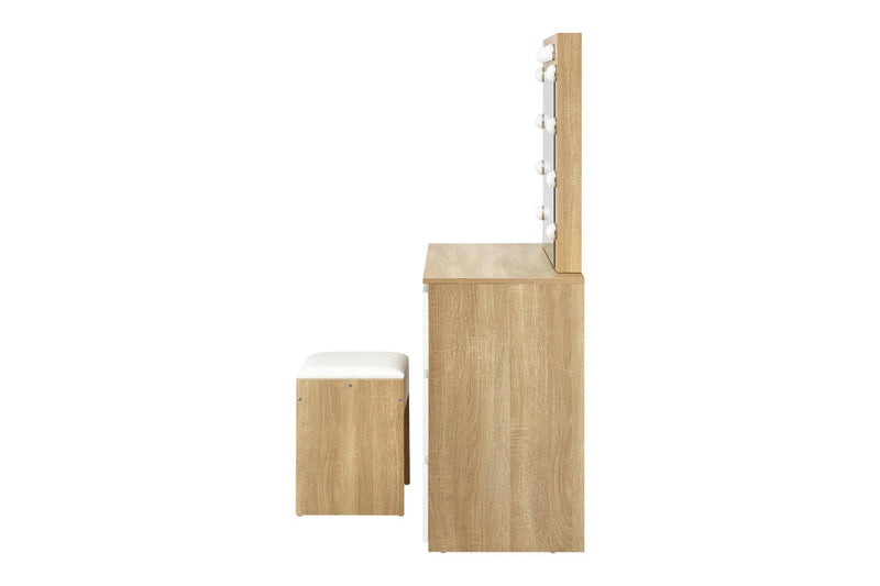 Oikiture Dressing Table Stool Set 12 LED Bulbs(Natural)