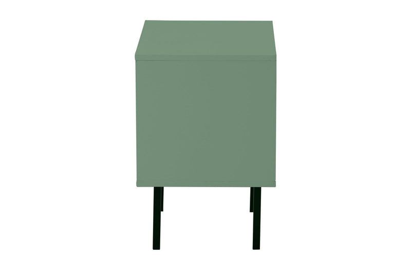 Oikiture Bedside Table Nightstand Glass Door(Green)