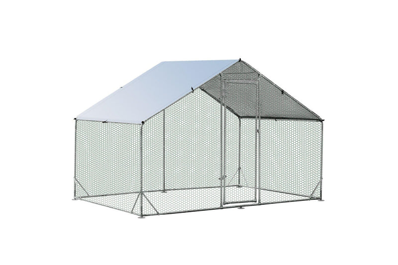 Costway Large Chicken Coop 2x3x1.95m Walk-in Cage Run Rabbit Hutch Outdoor Bunny Hen House Ferret Pet Enclosure Galvanized Steel