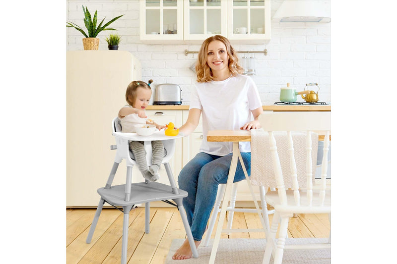 Giantex 5-in-1 Convertible Baby Highchair Infant High Dining Chair w/Removable & Adjustable Tray Grey