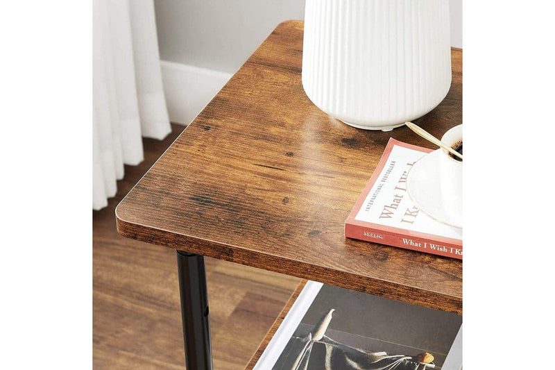 Adjustable Rustic Brown and Black 3-Tier Machine Cart with Wheels - OPS003B01