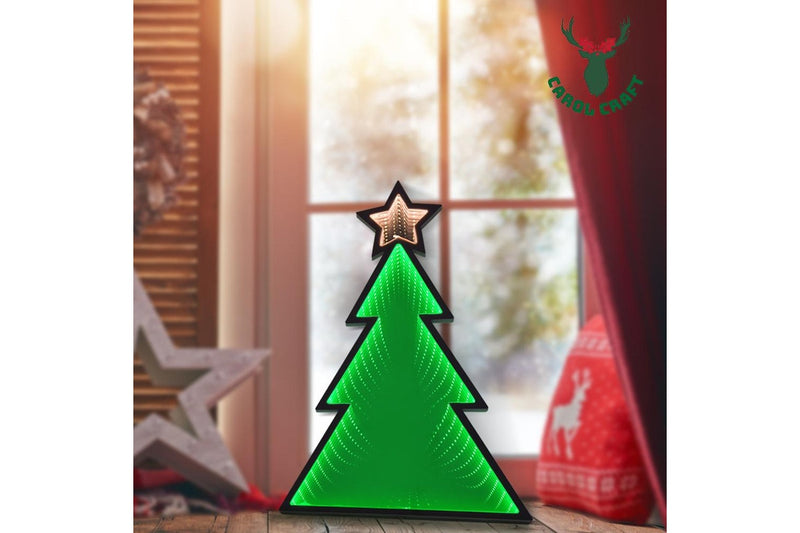 CarolCraft 50cm LED Infinity 3D Mirror Christmas Tree Xmas Light Decoration Home Party