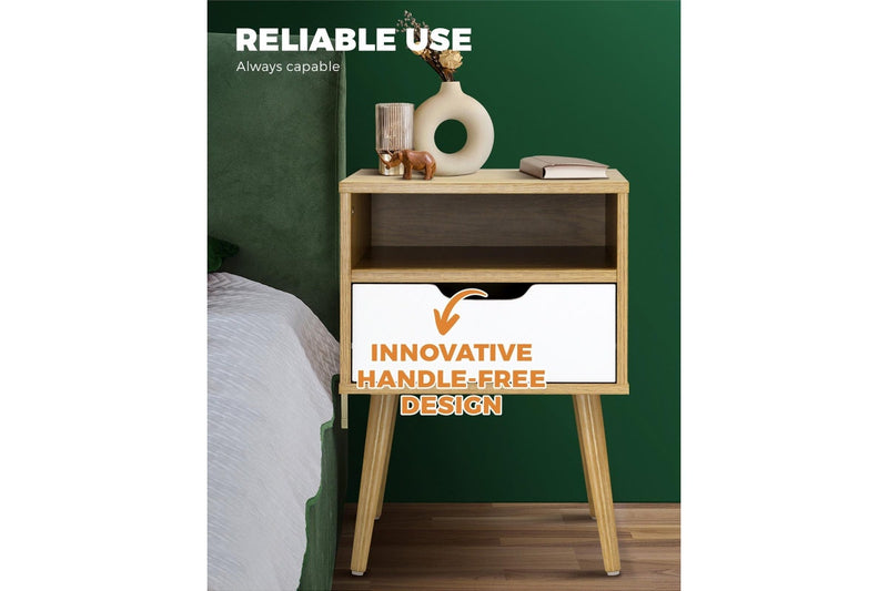 Oikiture Bedside Table White