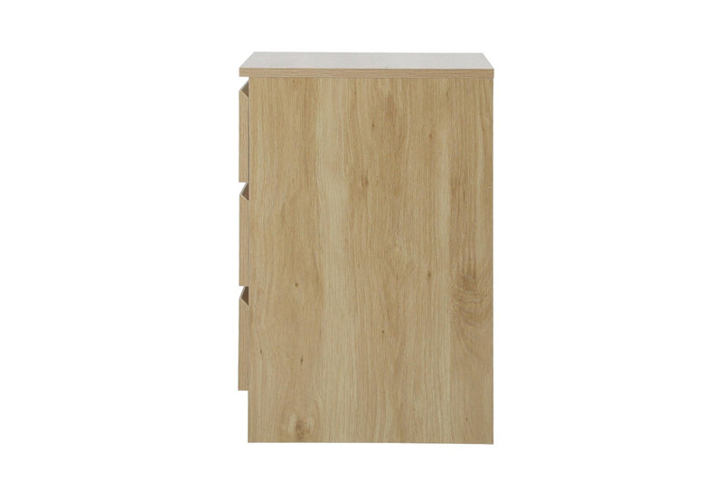 Oikiture Bedside Table 3 Drawers Natural