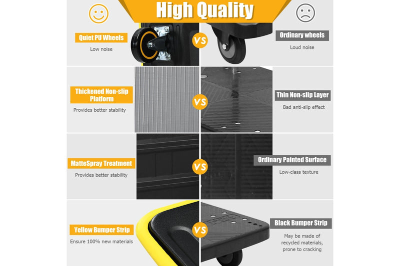 Costway Folding Platform Trolley Heavy Duty Hand Truck Push Cart Dolly Heavy Duty w/Non-Slip Platform Warehouse