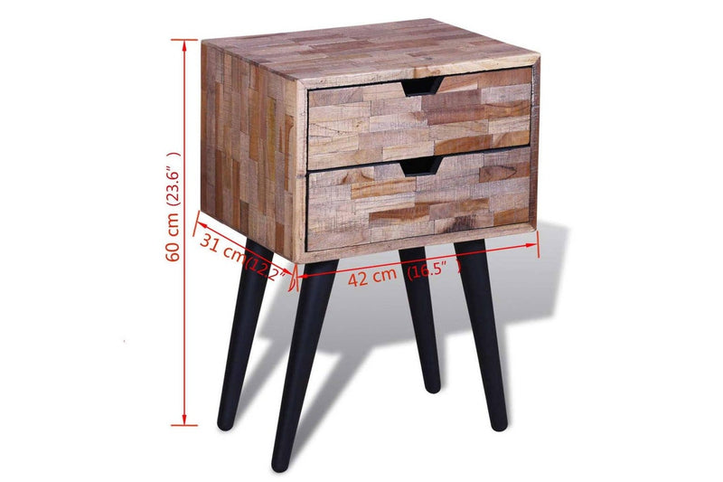 Nightstand With 2 Drawers Reclaimed Teak Wood Bedside Tables