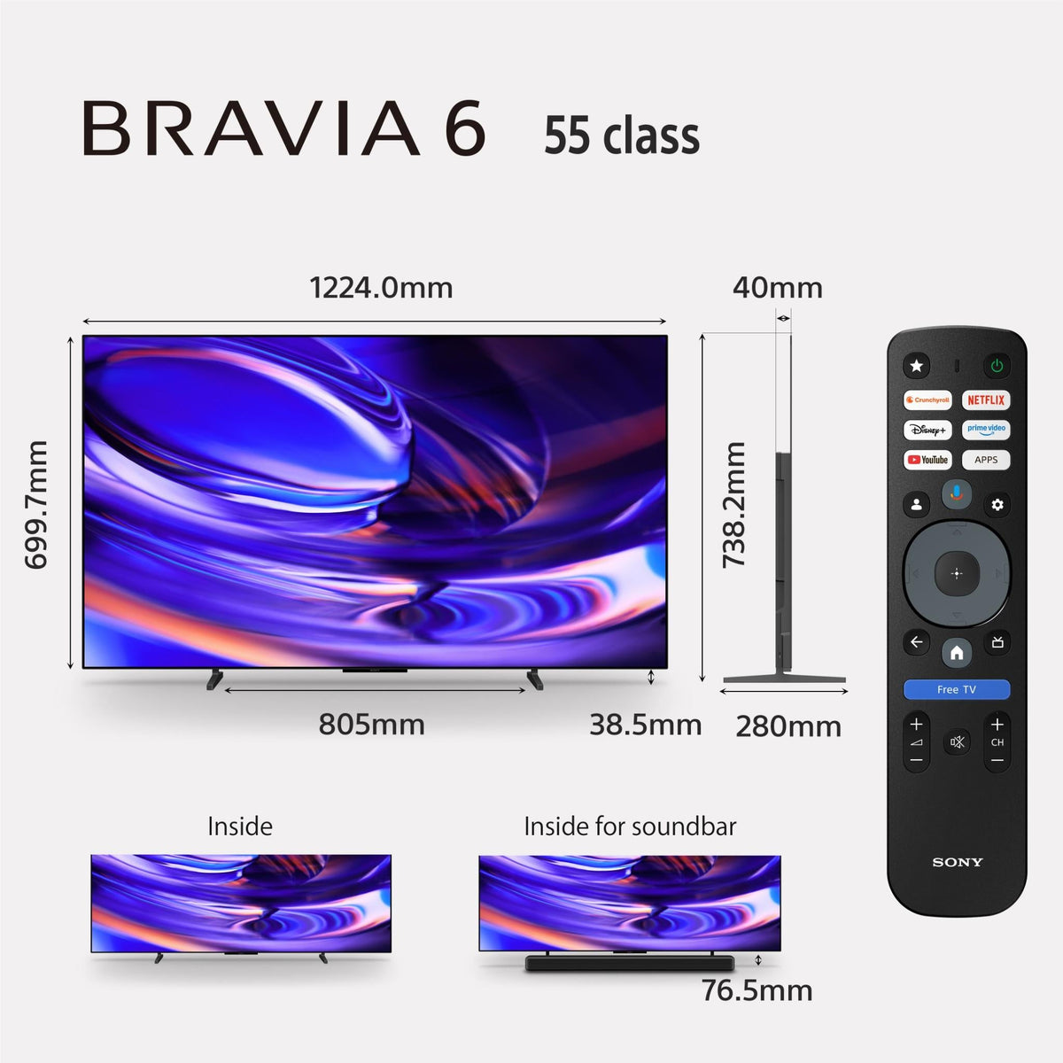Sony 55" BRAVIA 6 OLED 4K HDR Google TV with Gemini 2026 — view 2