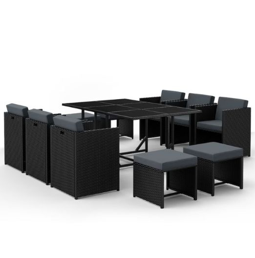 ALFORDSON Outdoor Dining Set 11 PCS Table Chairs Patio Lounge Wicker Furniture