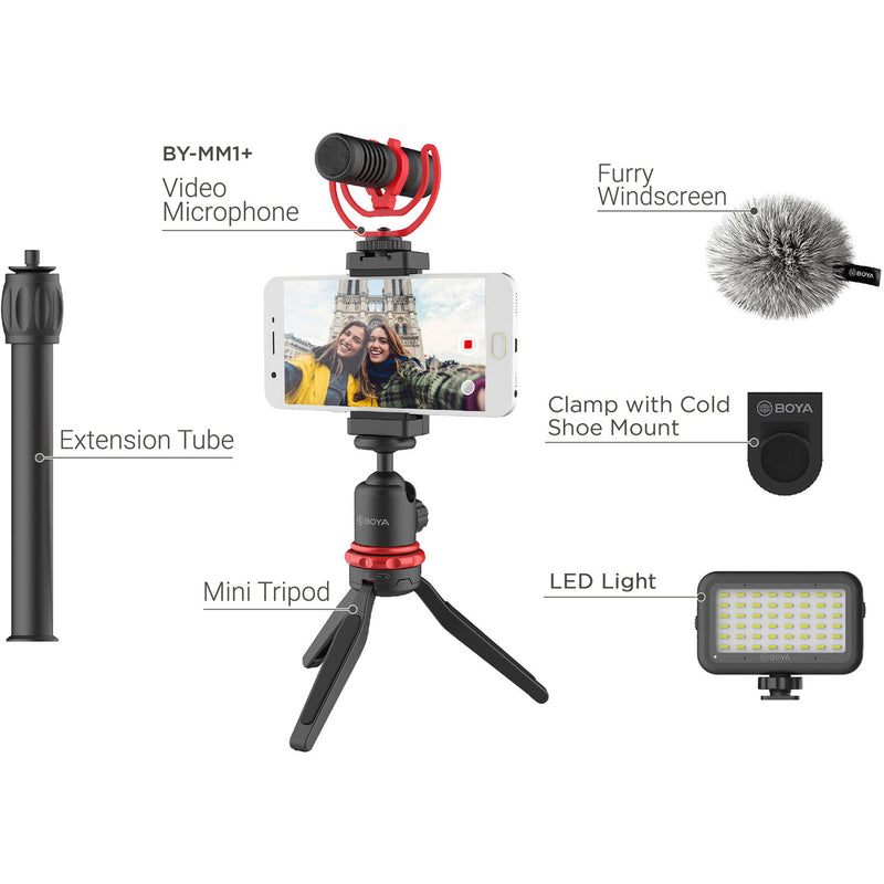 Boya BY-VG350 Smartphone Vlogger Kit with BY-MM1+ Mic, LED Light