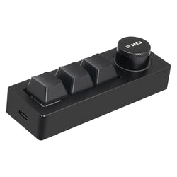FiiO KB1K Mechanical USB Multimedia Keypad & Music Remote - Black - 3x programmable media keys + volume knob - RGB lights - Dual USB-C ports - Hot-swappable Kailh BOX White switches - Mag-alloy construction