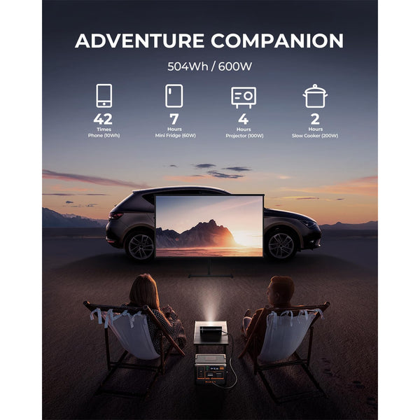 Bluetti AC60P Portable IP67 Power Station Capacity 504 WH AC Output 600w, Surge (1200W) Expandable Battery , 1* USB-C 100W, 2* USB A Port, 1* 15W Wireless Charging, 200W Solar Input