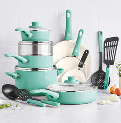 GreenLife 16pc Soft Grip Ceramic Non-Stick Cookware Set - Layaway AU