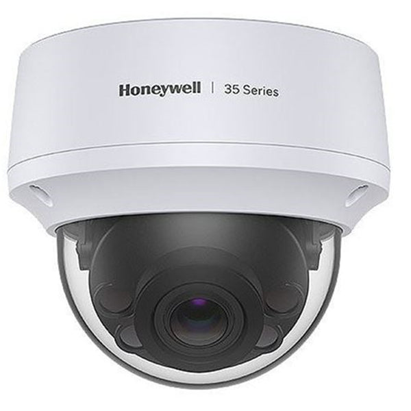 Honeywell HC35W45R3 35 Series 5MP WDR IR IP Dome Camera with 2.8mm Fixed Lens. Up to 40MIR.RuggedOutdoor IP66 Housing. IK10 Vandal Resistant PoE (IEEE 802.3af) or 12VDC. True WDR, 120dB Auto (ICR) / Colour